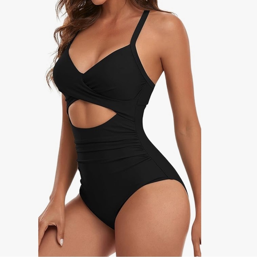 Eomenie Swimsuits Tummy Control Cutout High Waisted Bathing Suit Wrap Tie Back